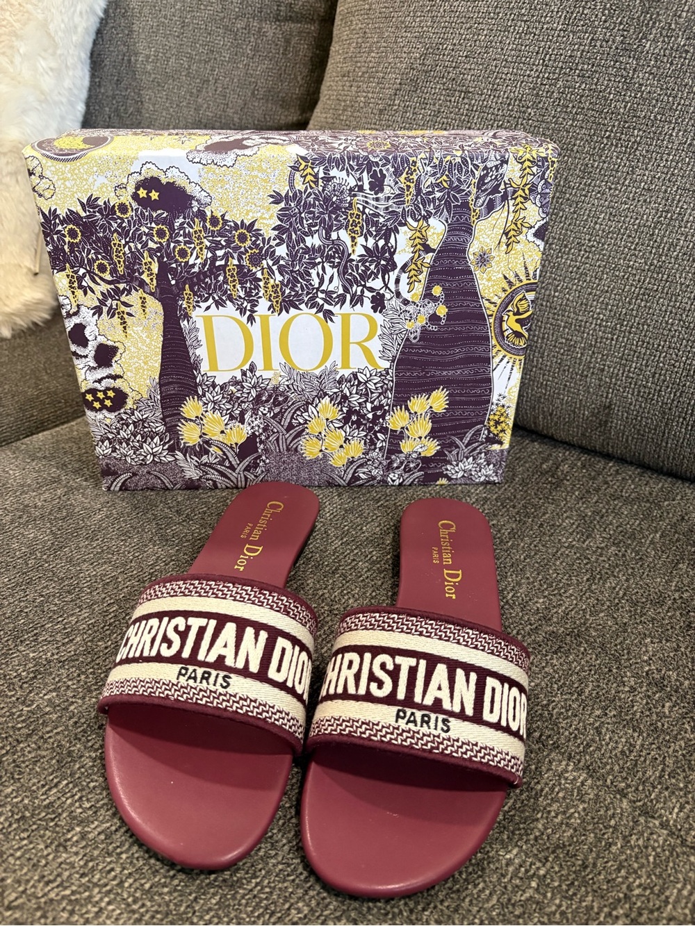 BRAND NEW! Burgundy Logo Slide Sandals